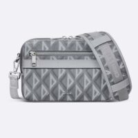 Dior Unisex CD Safari Bag with Strap Dior Gray CD Diamond Canvas (4)