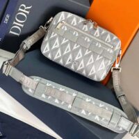 Dior Unisex CD Safari Bag with Strap Dior Gray CD Diamond Canvas (4)
