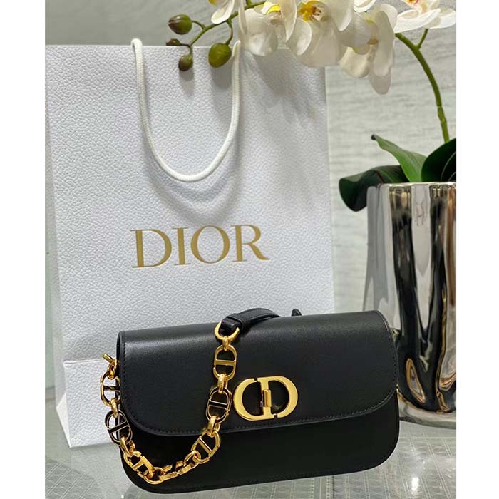 Dior Women CD 30 Montaigne Avenue Bag Black Box Calfskin (12)