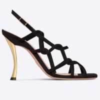 Dior Women CD D-Fame Heeled Sandal Black Suede Calfskin (7)