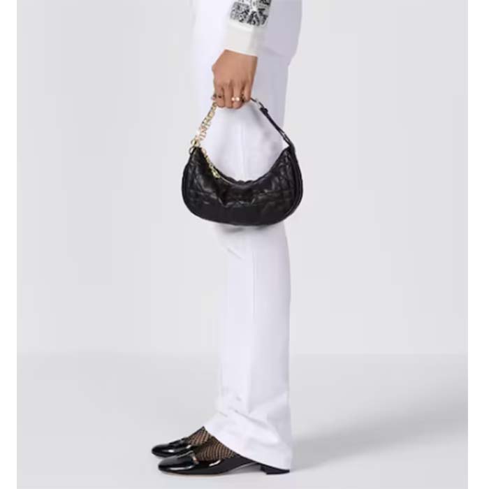 Dior Women CD Lounge Bag Black Supple Macrocannage Lambskin (6)