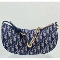 Dior Women CD Lounge Bag Blue Dior Oblique Jacquard (8)