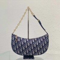 Dior Women CD Lounge Bag Blue Dior Oblique Jacquard (8)