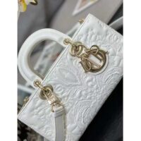 Dior Women CD Medium D-Joy Bag Latte Quilted-Effect Lambskin Ornamental Motif (1)