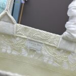 Dior Women CD Medium Dior Book Tote White Multicolor D-Lace Embroidery Macramé - Image 9