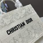 Dior Women CD Medium Dior Book Tote White Multicolor D-Lace Embroidery Macramé - Image 5