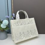 Dior Women CD Medium Dior Book Tote White Multicolor D-Lace Embroidery Macramé - Image 4