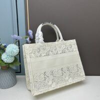 Dior Women CD Medium Dior Book Tote White Multicolor D-Lace Embroidery Macramé (1)