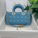 Dior Women CD Medium Lady D-Joy Bag Horizon Blue Cannage Lambskin - Image 3