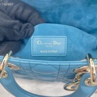 Dior Women CD Medium Lady D-Joy Bag Horizon Blue Cannage Lambskin (4)