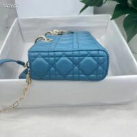 Dior Women CD Medium Lady D-Joy Bag Horizon Blue Cannage Lambskin (4)