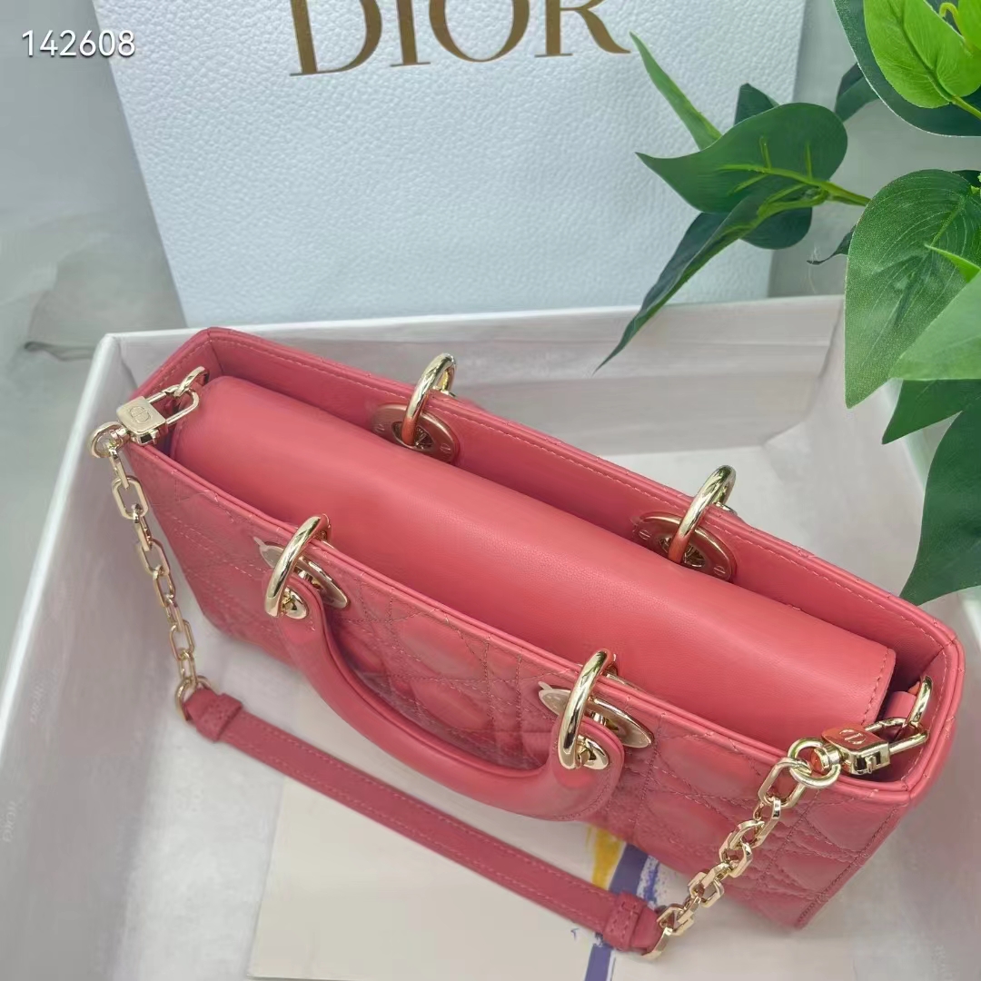 Dior Women CD Medium Lady D-Joy Bag Rust-Colored Cannage Lambskin (10)