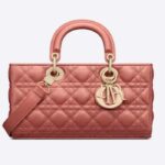 Dior Women CD Medium Lady D-Joy Bag Rust-Colored Cannage Lambskin