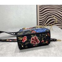 Dior Women CD Medium Lady D-Lite Bag Black Multicolor Dior Birds Embroidery (2)