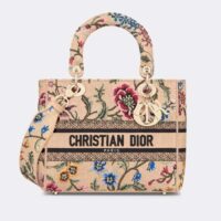 Dior Women CD Medium Lady D-Lite Bag Multicolor Raffia Embroidered Petites Fleurs (13)