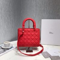 Dior Women CD Medium Lady Dior Bag Cherry Red Cannage Lambskin (1)