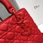Dior Women CD Medium Lady Dior Bag Cherry Red Cannage Lambskin – Image 6