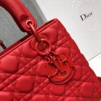 Dior Women CD Medium Lady Dior Bag Cherry Red Cannage Lambskin (1)