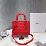 Dior Women CD Medium Lady Dior Bag Cherry Red Cannage Lambskin – Image 2