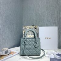 Dior Women CD Medium Lady Dior Bag Horizon Blue Cannage Lambskin (1)