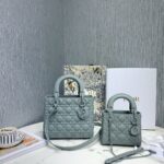 Dior Women CD Medium Lady Dior Bag Horizon Blue Cannage Lambskin – Bild 6