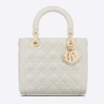 Borsa Dior Donna CD Media Lady Dior in Pelle di Agnello Cannage Latte