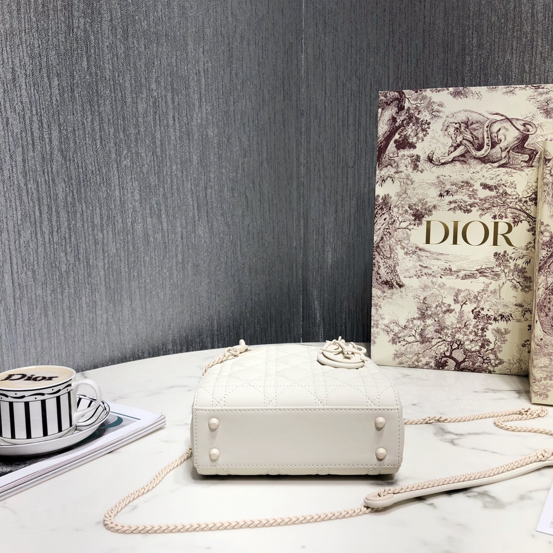 Dior Women CD Mini Lady Dior Bag Latte Cannage Lambskin (2)