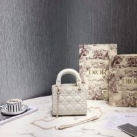 Dior Women CD Mini Lady Dior Bag Latte Cannage Lambskin (1)