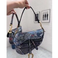 Dior Women CD Saddle Bag Denim Multicolor Dior Jardin Magique Embroidery (13)