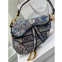 Dior Women CD Saddle Bag Denim Multicolor Dior Jardin Magique Embroidery (13)