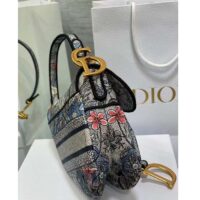 Dior Women CD Saddle Bag Denim Multicolor Dior Jardin Magique Embroidery (13)