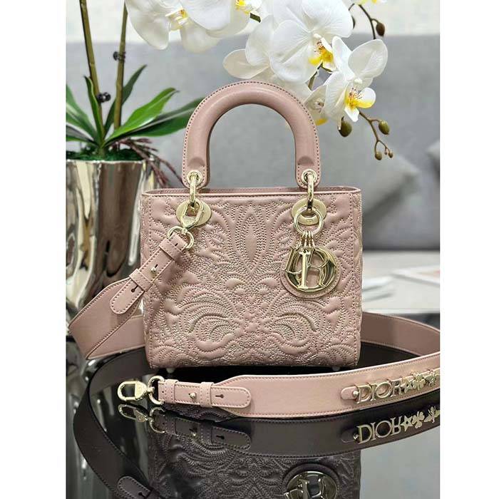 Dior Women CD Small Lady Dior My ABCDior Bag Pink Quilted-Effect Lambskin (11)