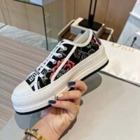 Dior Women Shoes CD Walk’N’Dior Sneaker Black Multicolor Cotton Embroidered Petites Fleurs (7)
