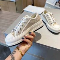 Dior Women Shoes CD Walk’N’Dior Sneaker White Cotton Embroidered Jardin D’Hiver Motif