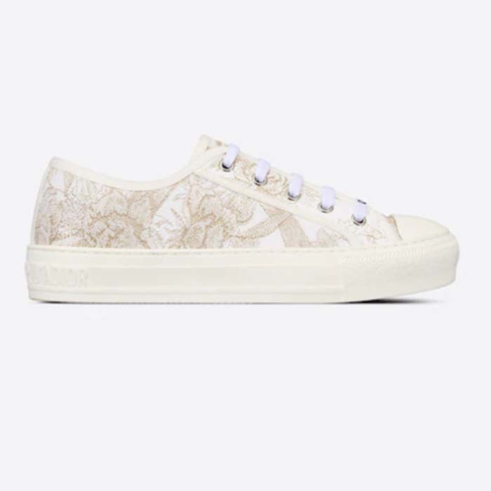 Dior Women Shoes CD Walk'N'Dior Sneaker White Cotton Embroidered Jardin D'Hiver Motif