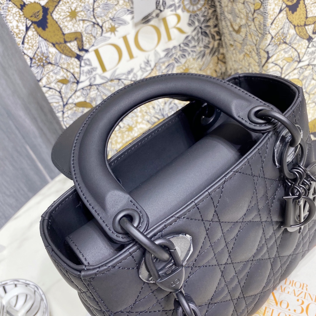 Dior Women Small Lady Dior My Abcdior Bag Black Ultramatte Cannage Calfskin (10)