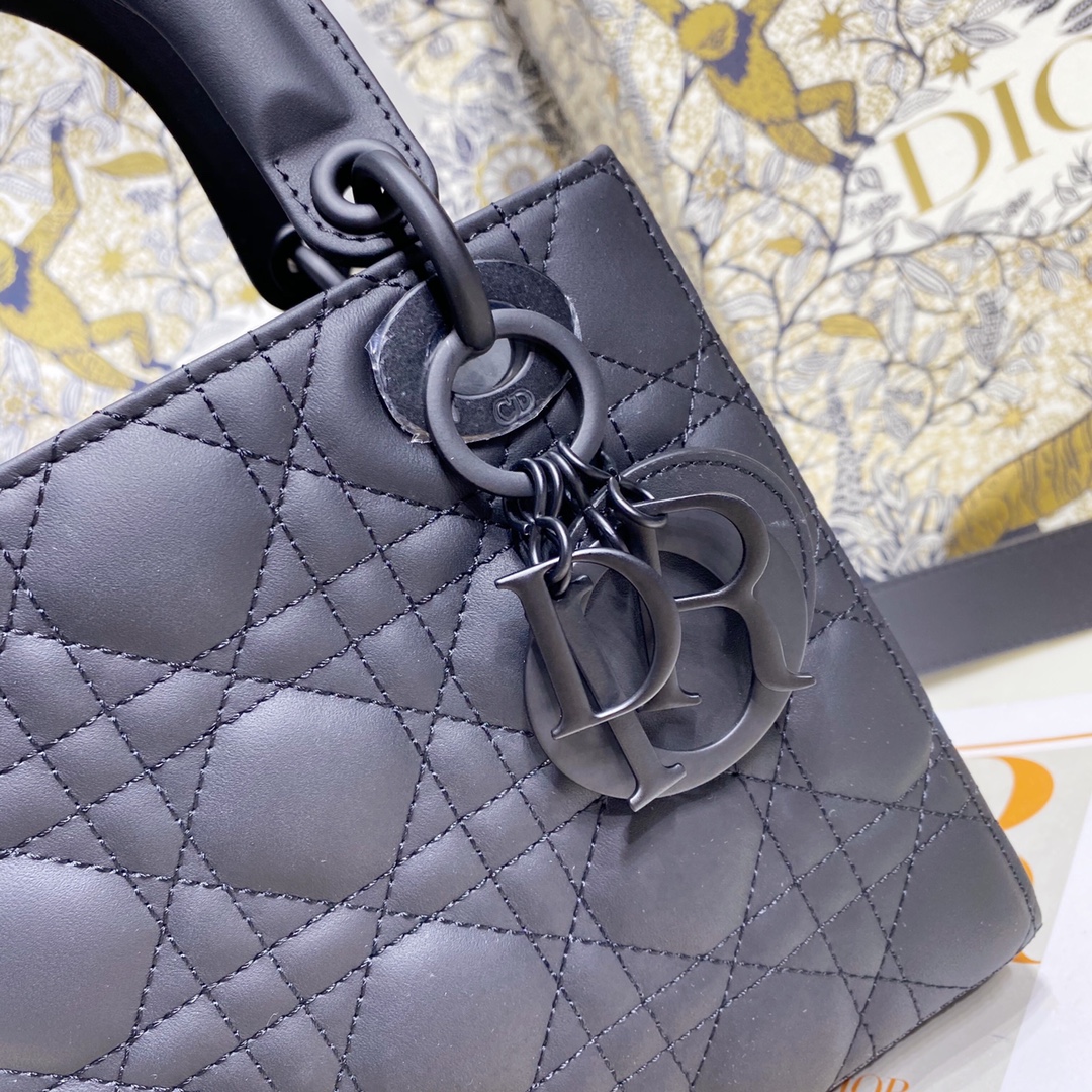 Dior Women Small Lady Dior My Abcdior Bag Black Ultramatte Cannage Calfskin (6)
