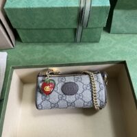 Gucci GG Unisex Coin Purse Double G Strawberry Beige Ebony GG Supreme Canvas (1)
