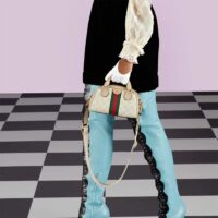 Gucci GG Unisex Ophidia Mini GG Top Handle Bag Beige White Supreme Canvas (6)