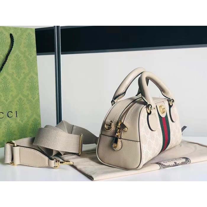 Gucci GG Unisex Ophidia Mini GG Top Handle Bag Beige White Supreme Canvas (5)
