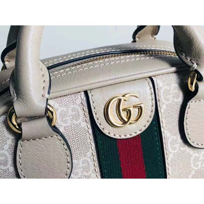 Gucci GG Unisex Ophidia Mini GG Top Handle Bag Beige White Supreme Canvas (7)