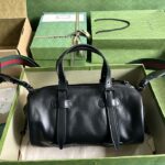 Gucci GG Unisex Small Duffle Bag Tonal Double G Black Leather - Imagen 2