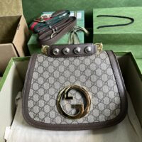 Gucci GG Women Blondie Medium Bag Beige Blue GG Supreme Canvas (1)
