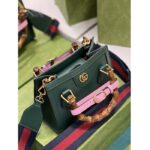 Gucci GG Women Diana Mini Tote Bag Green Leather Double G - immagine 7