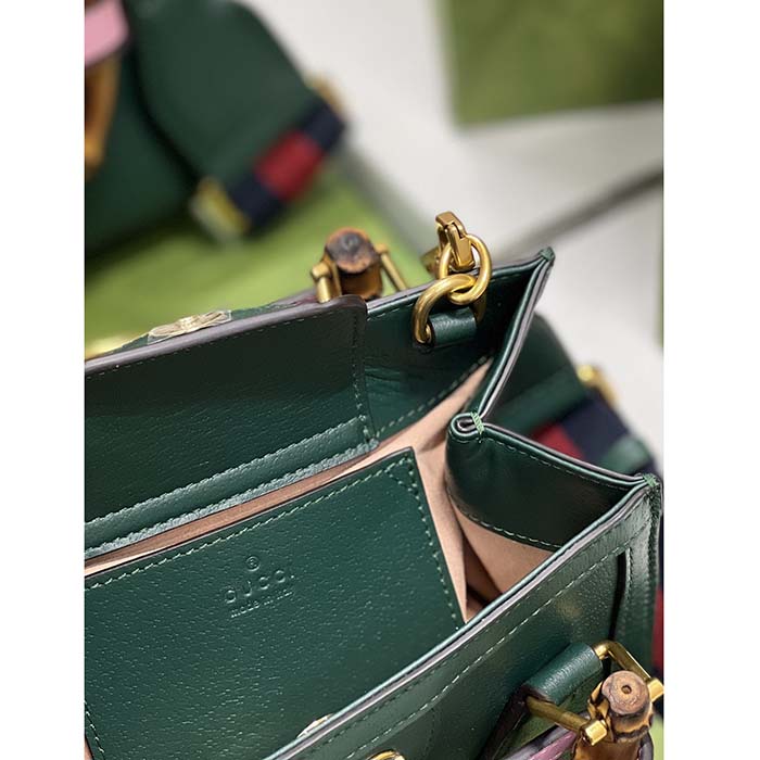 Gucci GG Women Diana Mini Tote Bag Green Leather Double G (8)