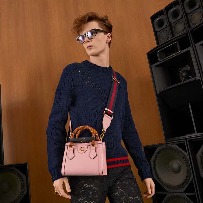 Gucci GG Women Diana Mini Tote Bag Pink Leather Double G (1)