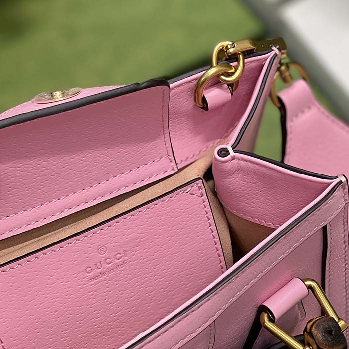 Gucci GG Women Diana Mini Tote Bag Pink Leather Double G (11)