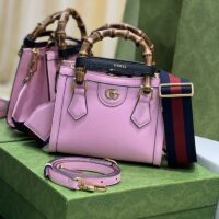 Gucci GG Women Diana Mini Tote Bag Pink Leather Double G (4)
