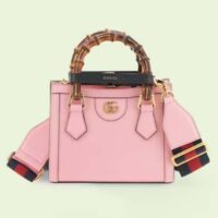 Gucci GG Women Diana Mini Tote Bag Pink Leather Double G (4)