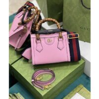 Gucci GG Women Diana Mini Tote Bag Pink Leather Double G (4)